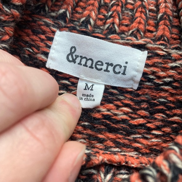 &merci Orange and Black Multicolor Knit Sweater Size Medium - Picture 4 of 4